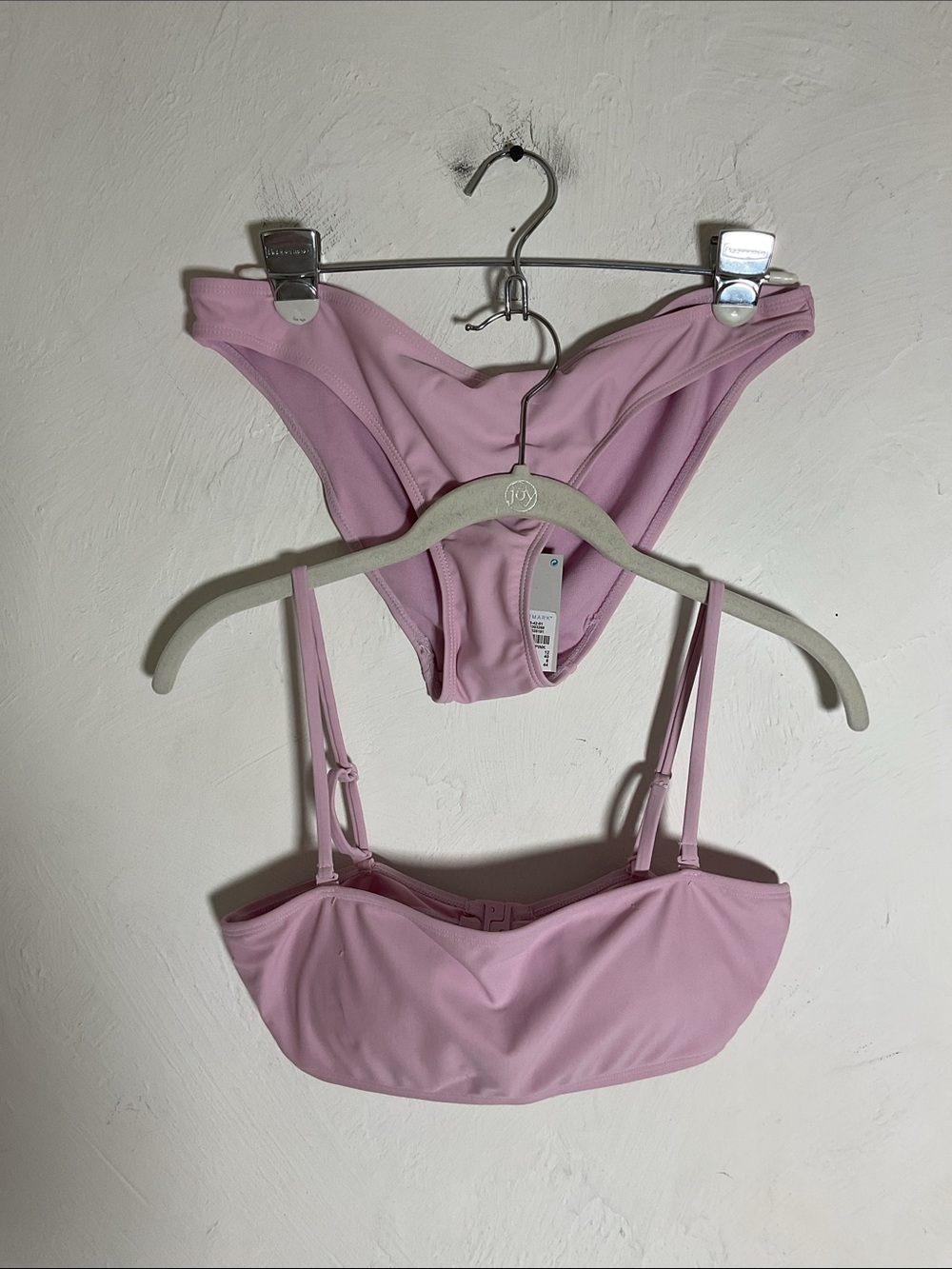 Primark Light Pink Convertible Bandeau Bikini Swimsuit Set Size 8 NWT
